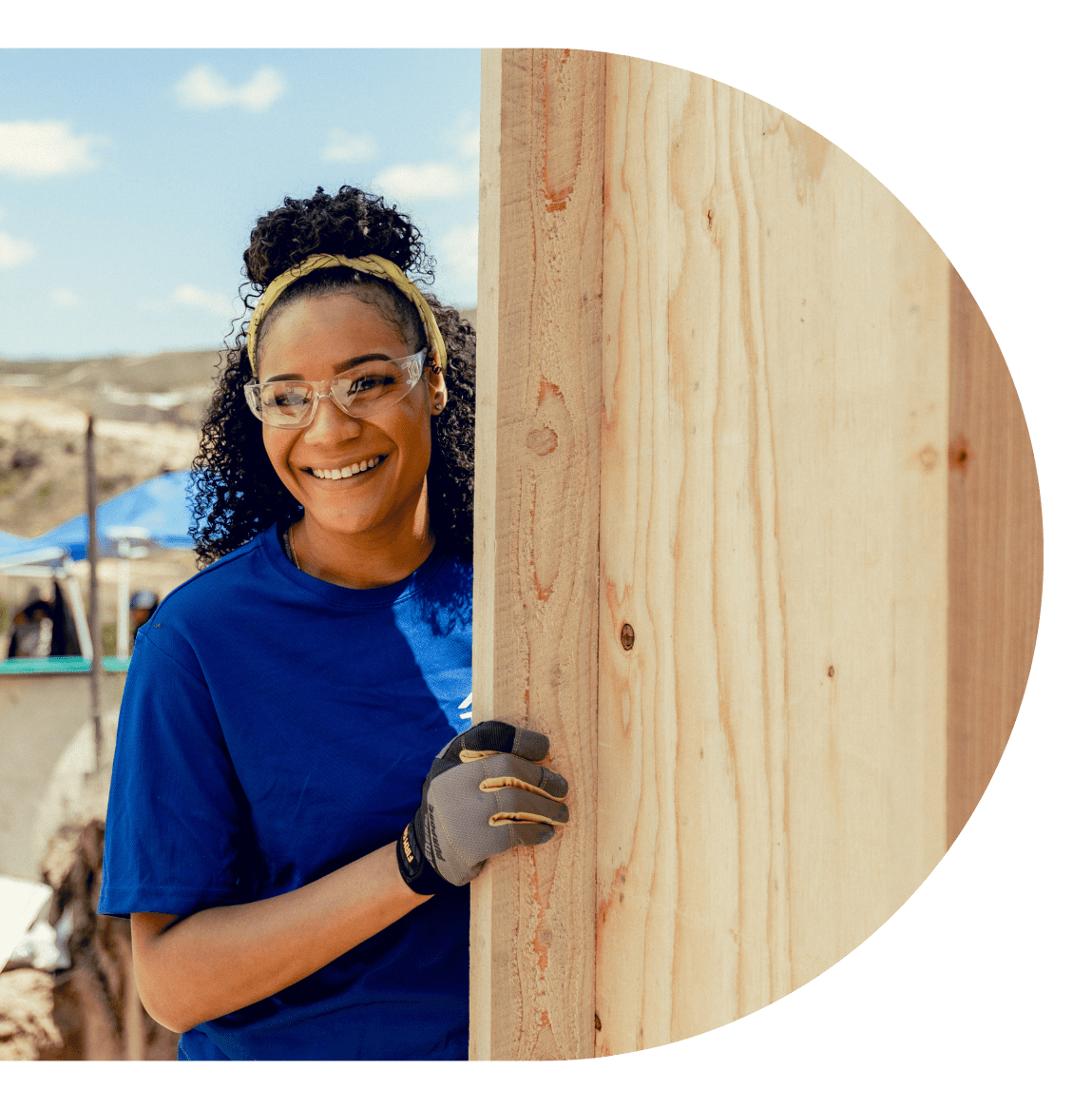 A woman working in construction